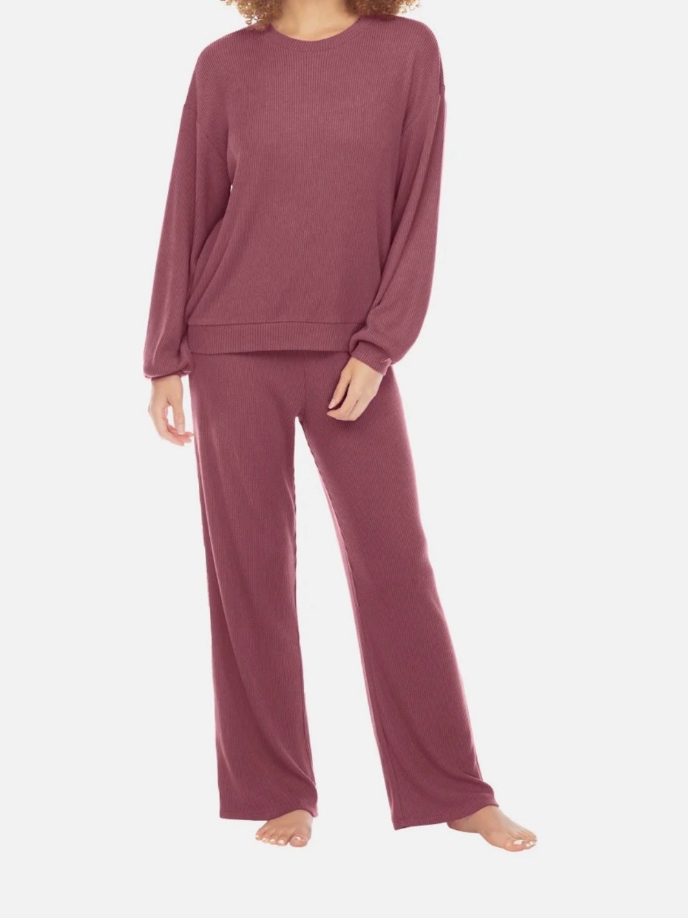 Honeydew Intimates Ribbed Lounge Set - Mauve